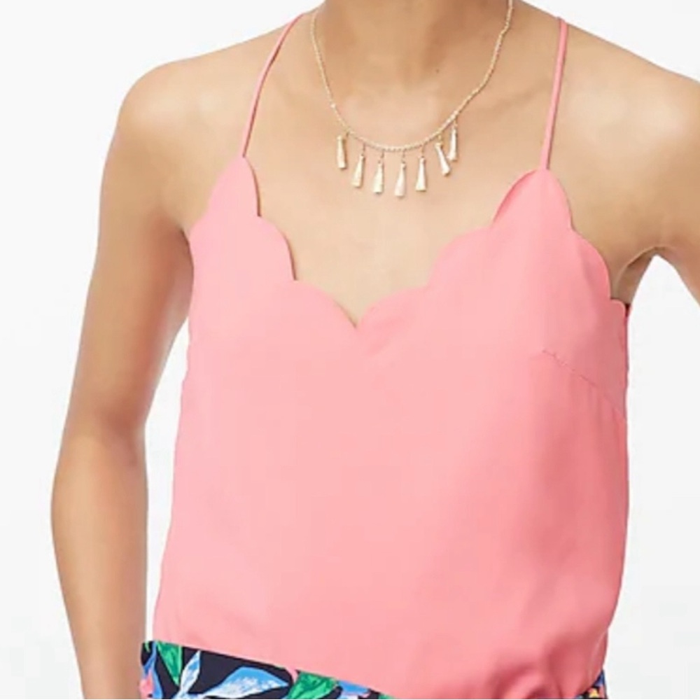 NWT J. Crew JCrew Scalloped Cami Tank Top coral pink, size 4